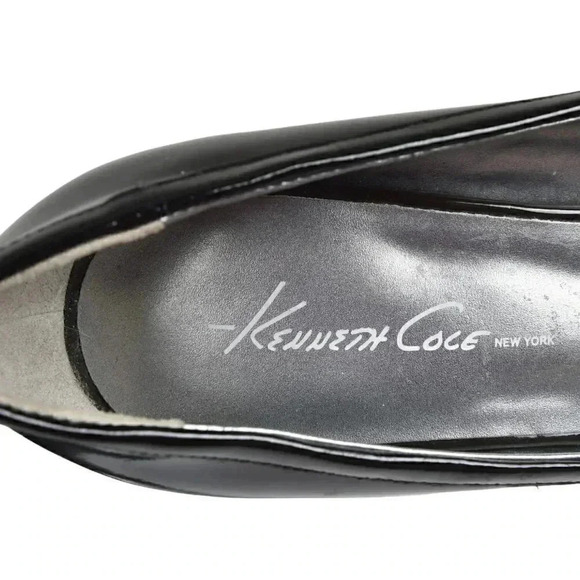 Kenneth Cole Black Patent Leather Heels Penny Loafers Size 8.5 - Picture 8 of 13